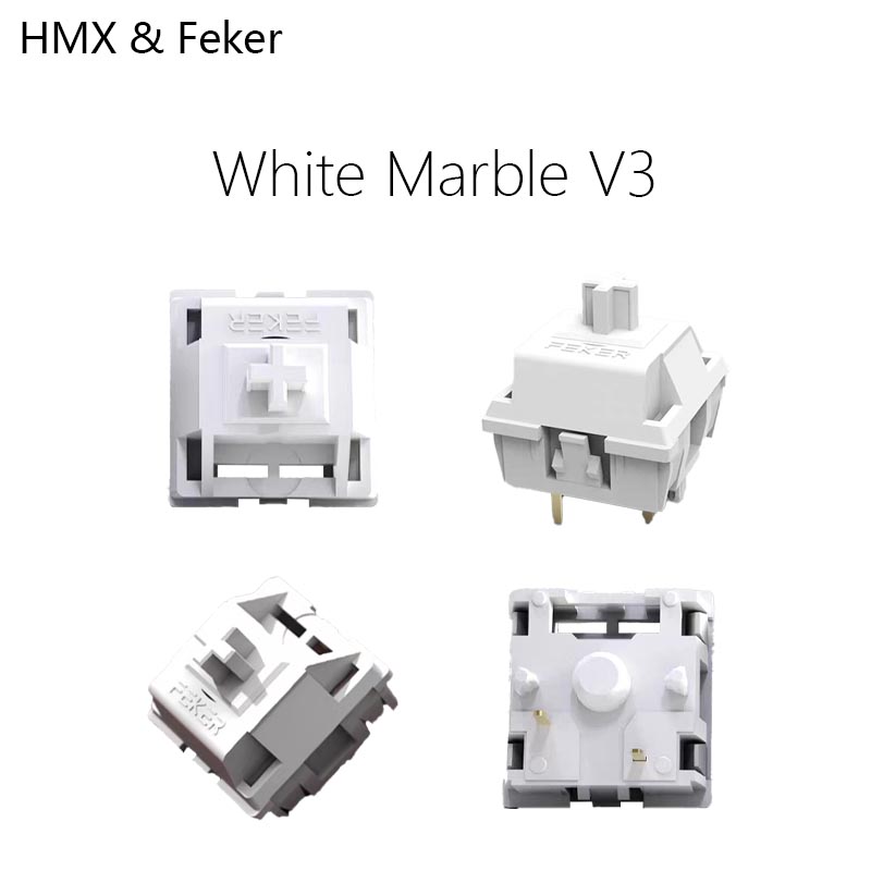 Gaming Keyboard Hot Swappable - HMX Feker White Marble V3 Hot