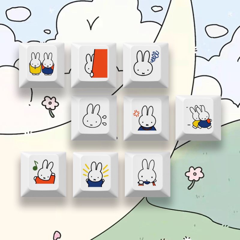 New Miffy rabbit cartoon cute  - Gaming Keyboard Mechanical 评论和价格