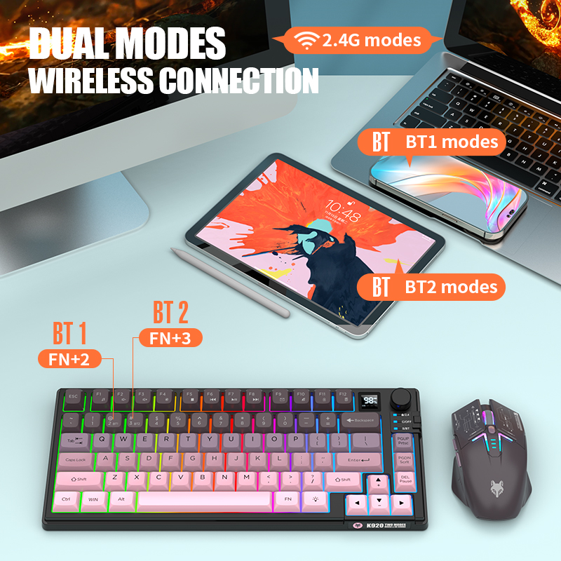 Dual-Mode 2.4G Bluetooth Wirel - Gaming Keyboard Mouse Combo 评论和价格