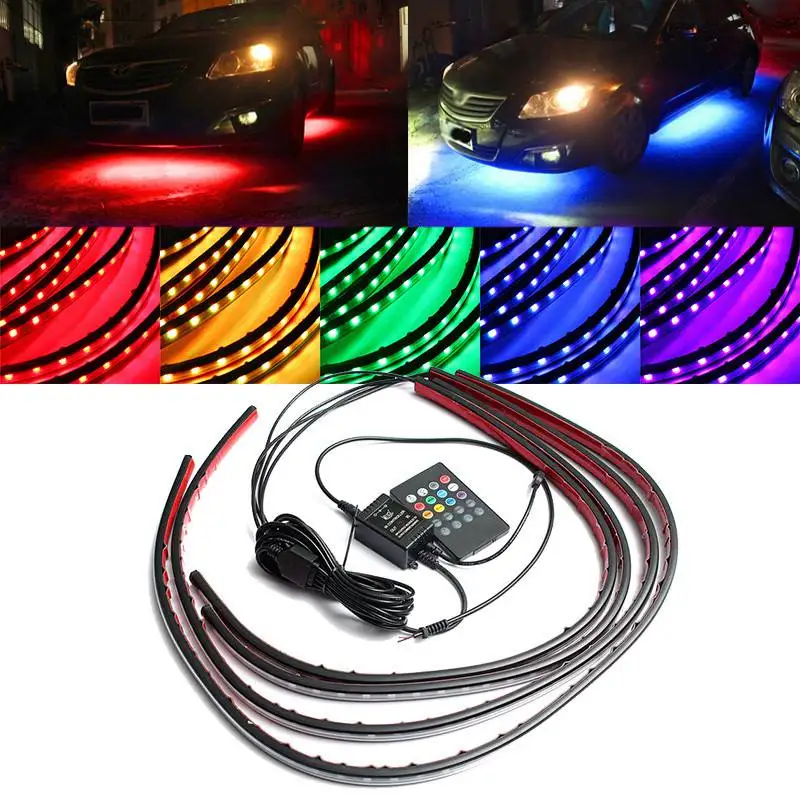4x Waterproof RGB 5050 SMD Fle - Rgb Underglow Strip 评论和价格
