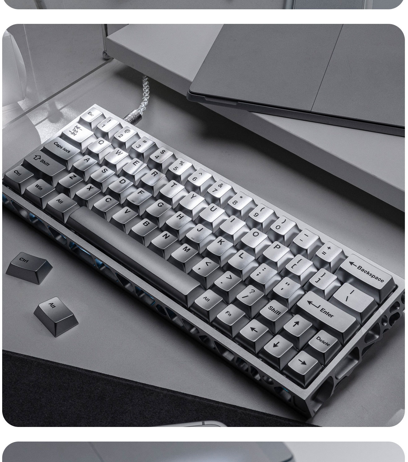 Silver Metallic Paint Small Fu - Gaming Keyboard Extension 评论和价格