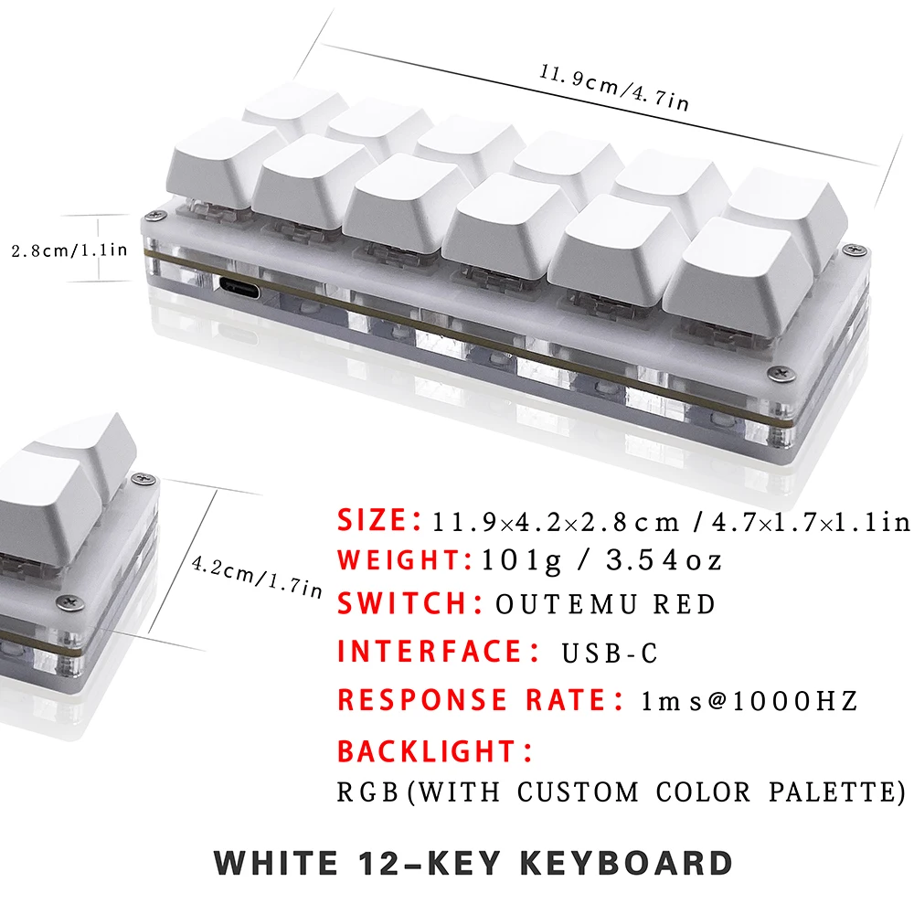 12 Keys Mini Game Mechanical G - Gaming Keyboard 1 Hand 评论和价格