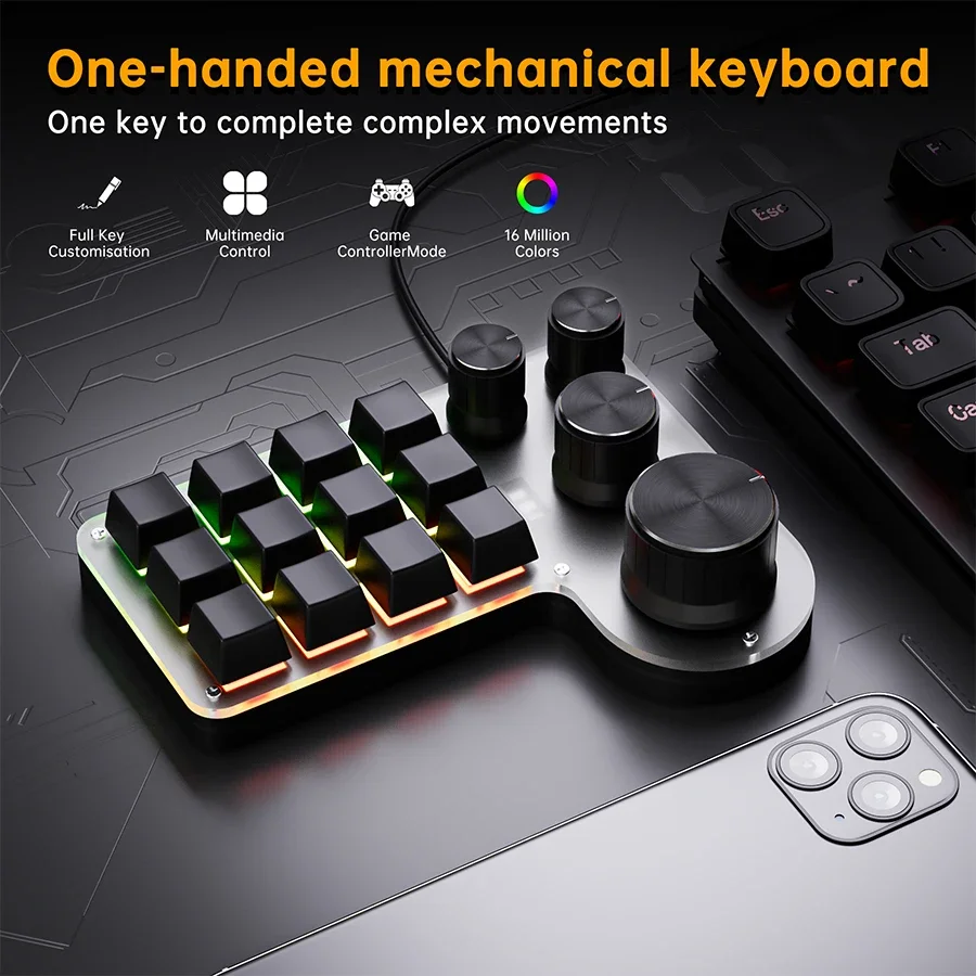 3 Modes 12 Keys Mechanical Key - Gaming Keyboard 1 Hand 评论和价格