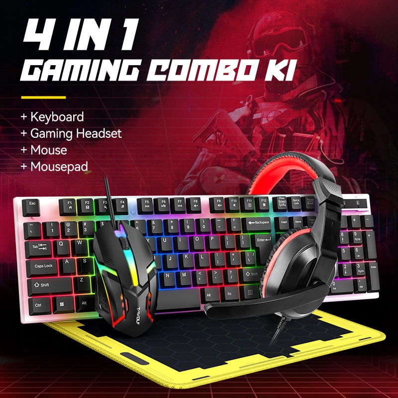 T-Wolf Tf240 4 In 1 Spanish Ga - Gaming Keyboard Mouse And Headset Combo 评论和价格