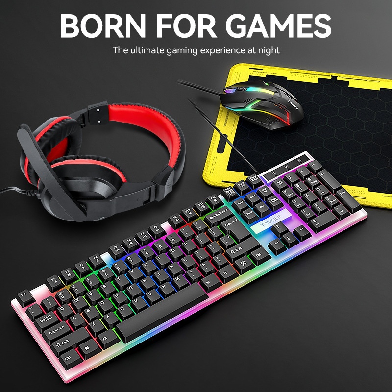 T-Wolf Tf240 4 In 1 Spanish Ga - Gaming Keyboard Mouse And Headset Combo 评论和价格