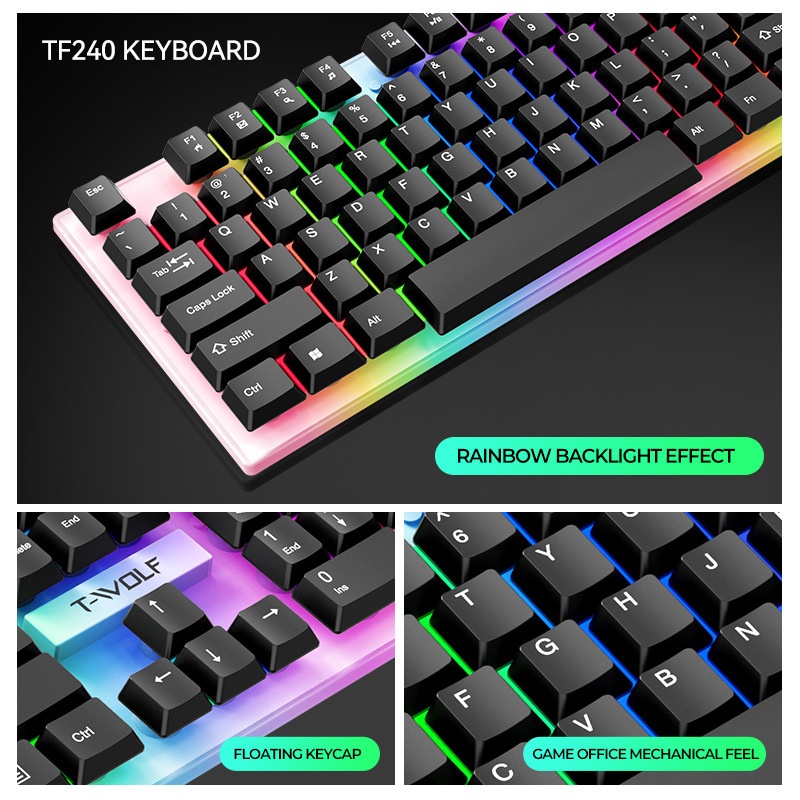 T-Wolf Tf240 4 In 1 Spanish Ga - Gaming Keyboard Mouse And Headset Combo 评论和价格