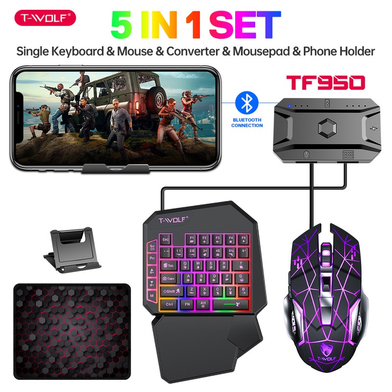 T-Wolf Tf950 5 In 1 One Handed - Gaming Keyboard 1 Hand 评论和价格