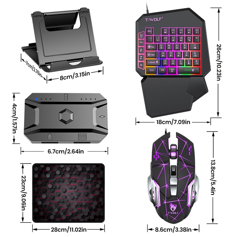 T-Wolf Tf950 5 In 1 One Handed - Gaming Keyboard 1 Hand 评论和价格