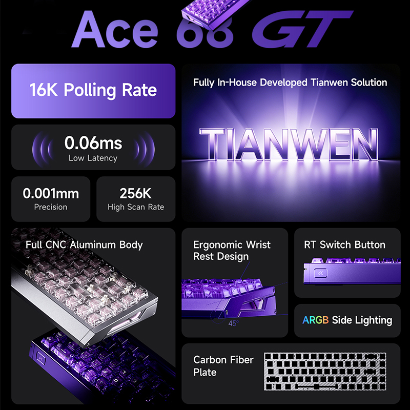 MCHOSE Ace 68 GT Aluminum Allo - Gaming Keyboard Hot Swappable 评论和价格