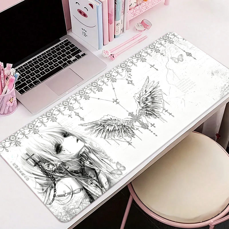 Leather Mousepad Black White A - Gaming Keyboard Nearby 评论和价格