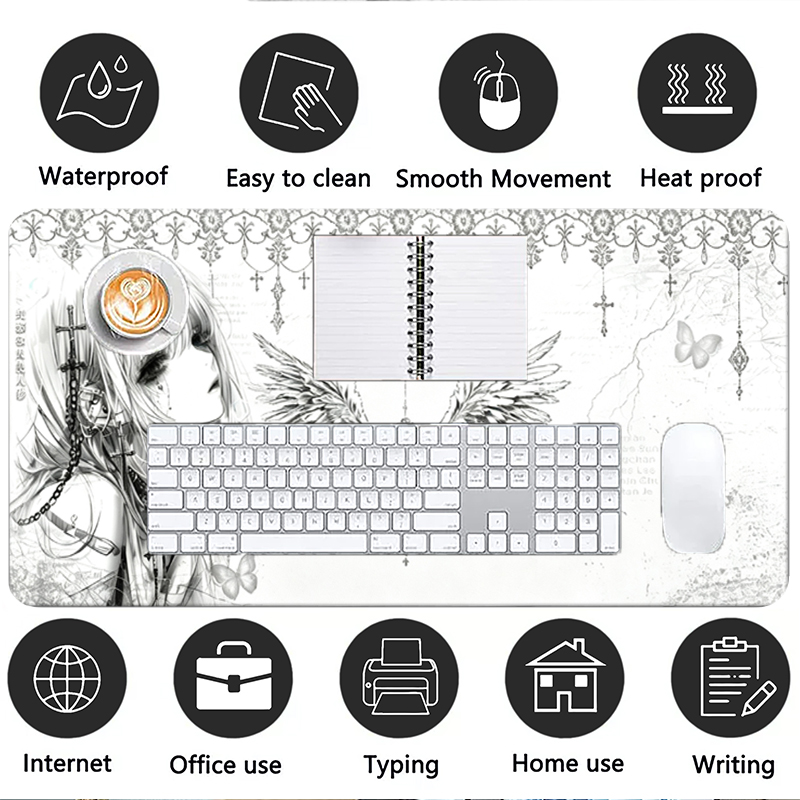 Leather Mousepad Black White A - Gaming Keyboard Nearby 评论和价格