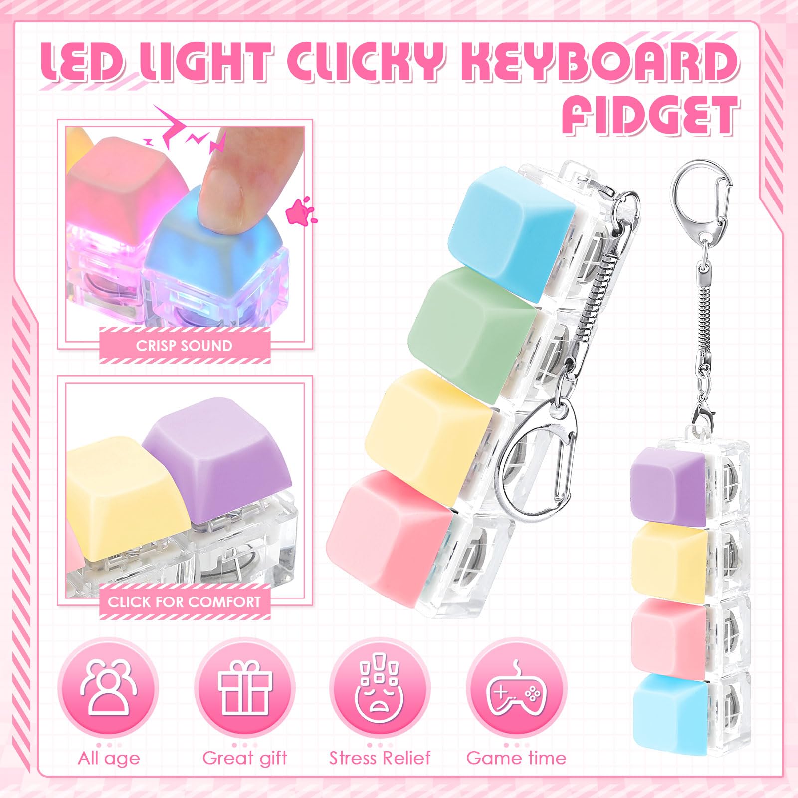 LED Light Up Fidget Keychain,  - Mechanical Switch Tester 评论和价格