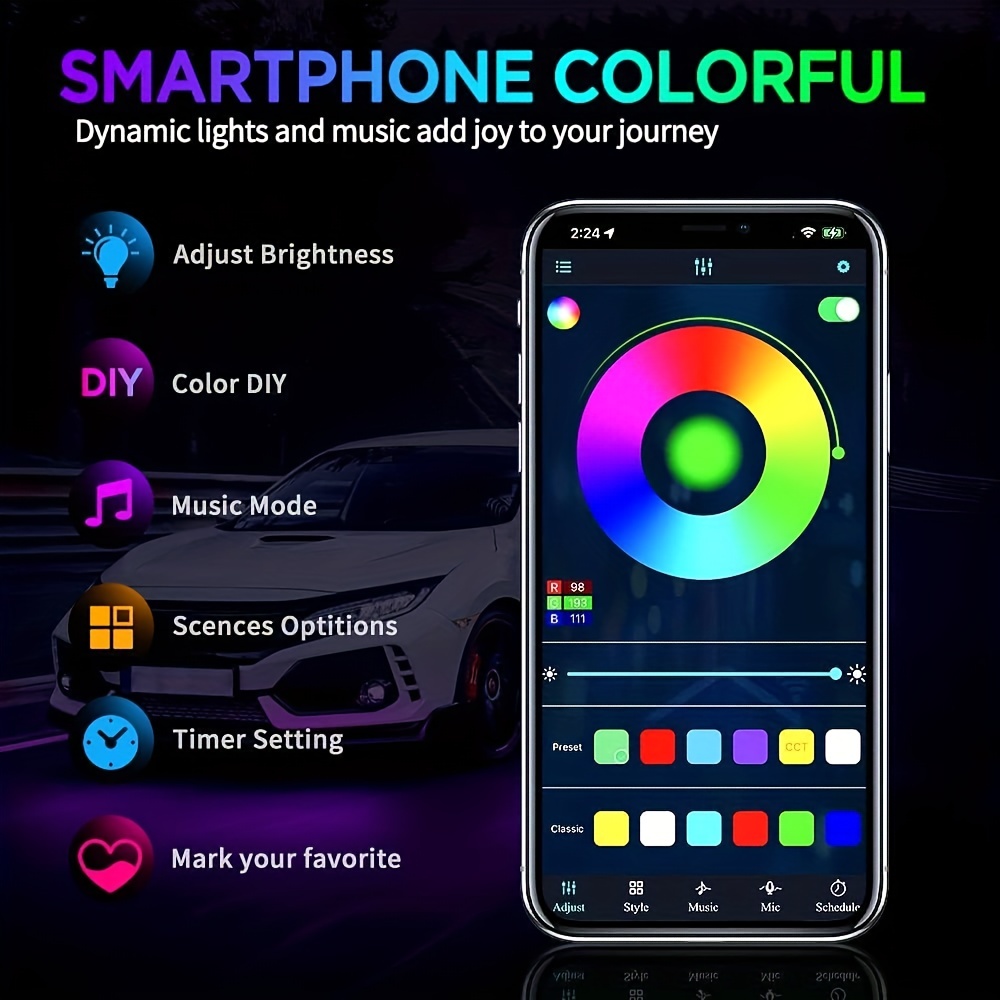 RGB Flexible Car Underglow Lig - Rgb Underglow Strip 评论和价格
